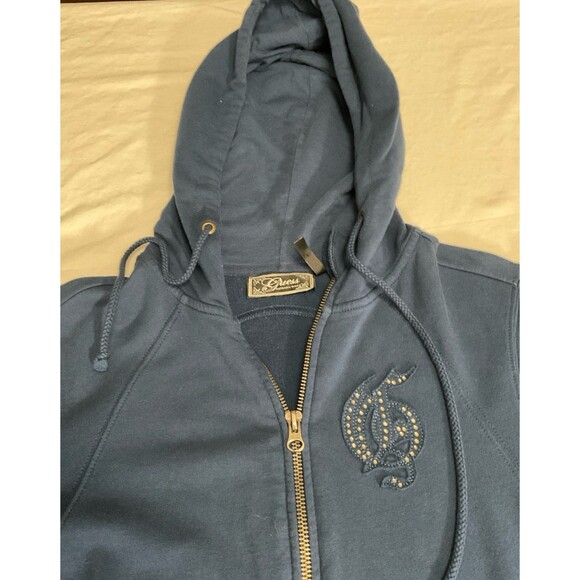 Women's Large Guess Blue Zip up Dress / Hoodie - Picture 3 of 8